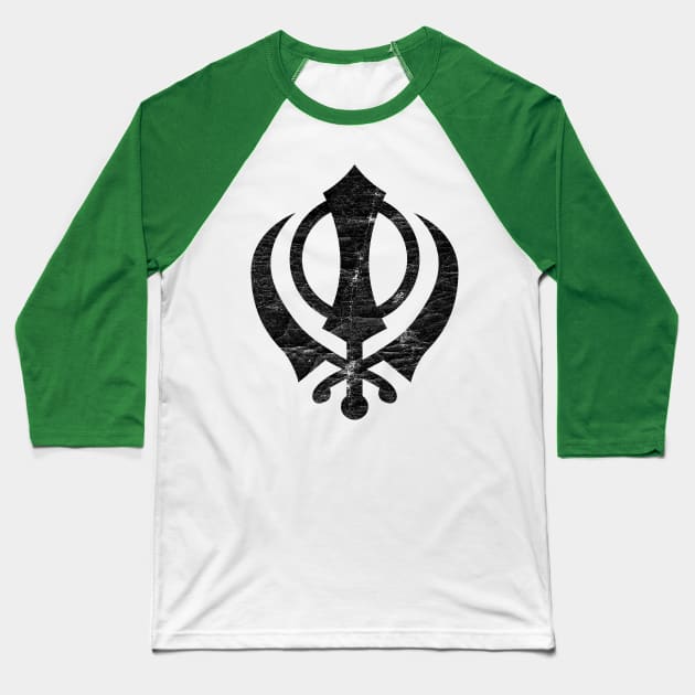 Khanda (Sikh symbol) -  Vintage Faded Style Design Baseball T-Shirt by DankFutura